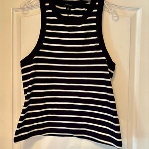 Karen Millen NWOT SIZE large Blue and White Striped Tank Top